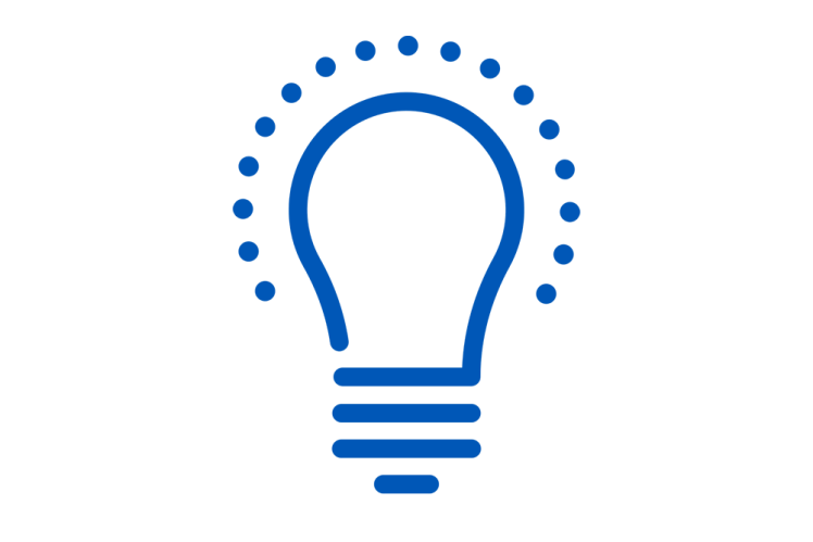 Blaues Icon: Glühbirne