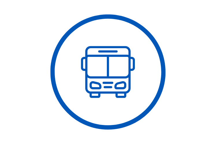 Company shuttle busses for shift workers