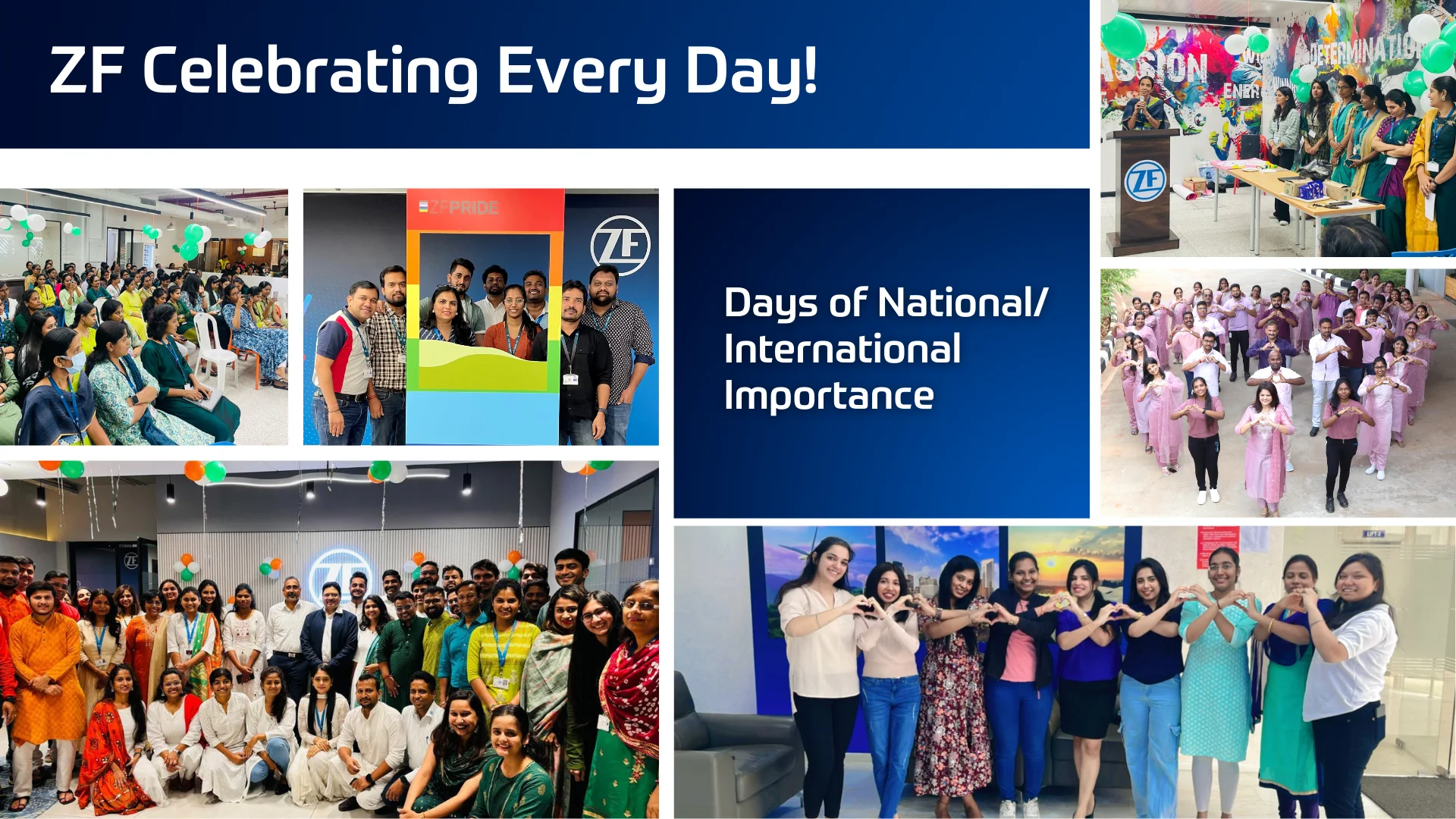 Collage of photos from events at ZF India