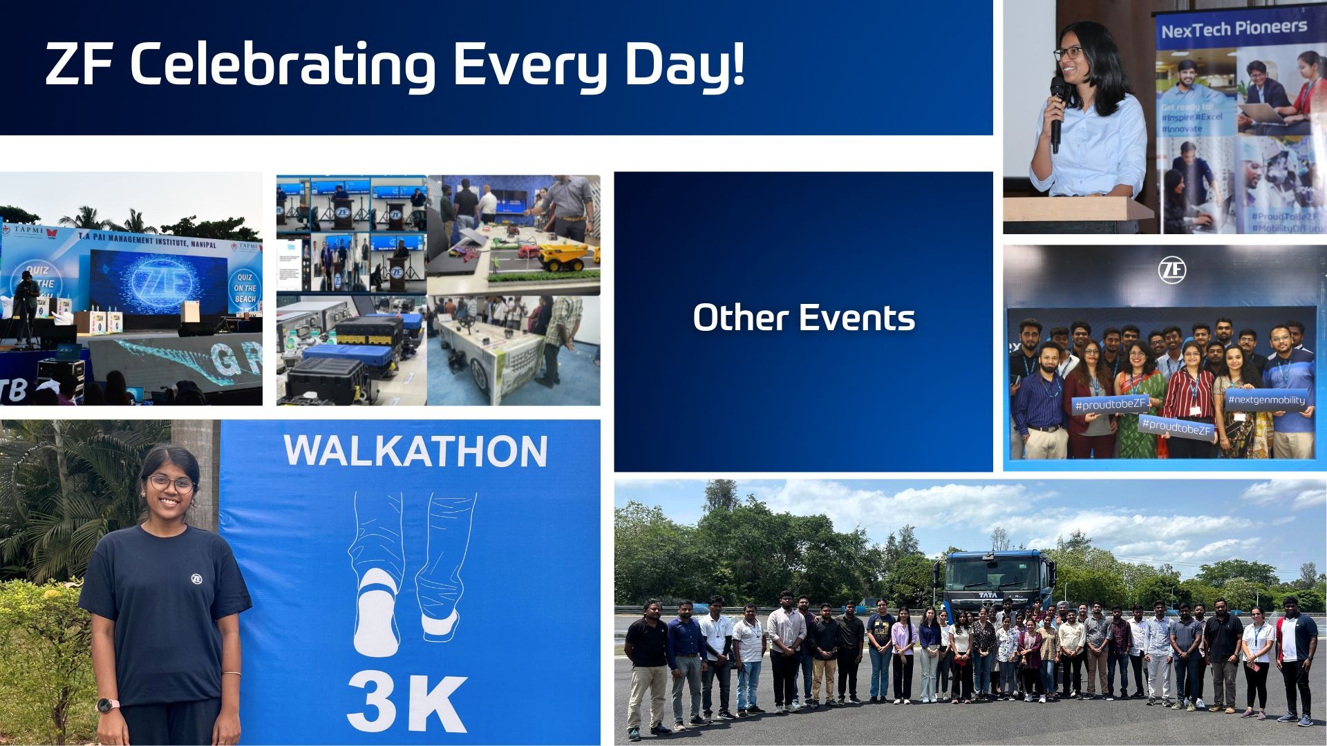 Collage of photos from events at ZF India