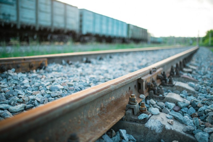 Train on a bridge
