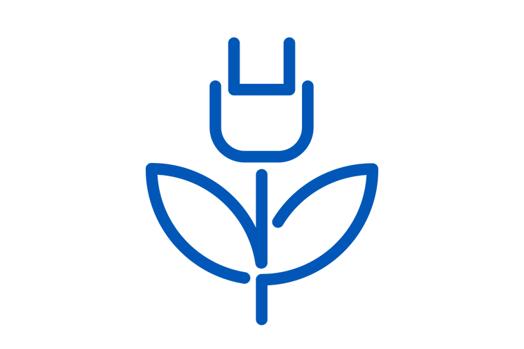 Blaues Icon für grüne Energie