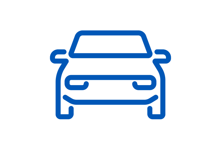 Blaues Icon eines Autos, symbolisiert die Nutzungsphase der ZF-Produkte