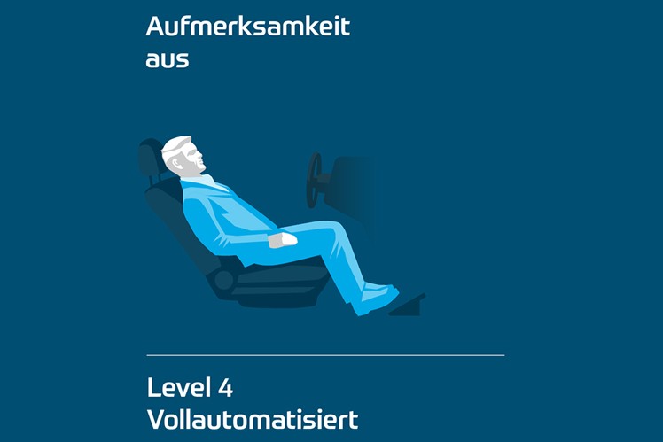Darstellung eines Fahres mit Level 4: Vollautomatisiertes Fahren