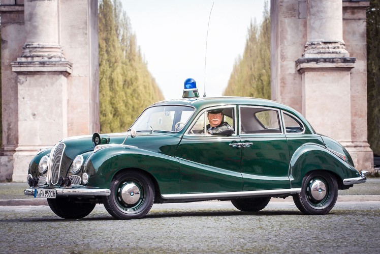   Gert Milmer, a policeman in Munich for many years, owns a police car 501.