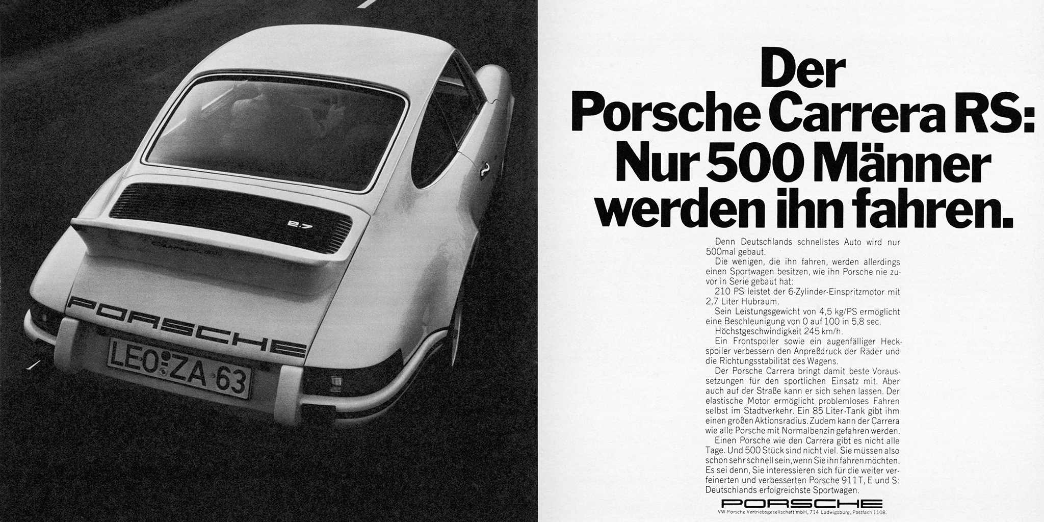 Werbeplakat 1972: „Nur 500 Männer werden ihn fahren“ 