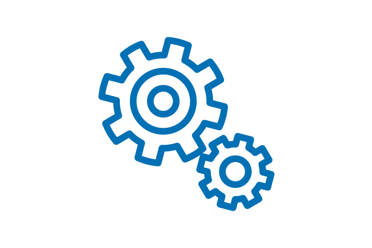 Symbol mit zwei Zahnrädern