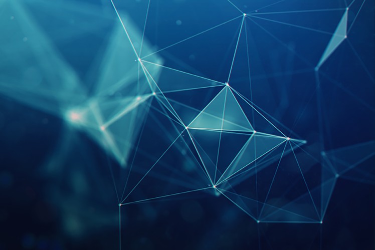 Digital image of shapes on blue background