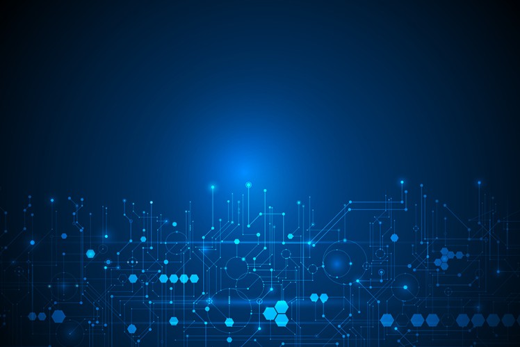 Blue digital image with dots and lines