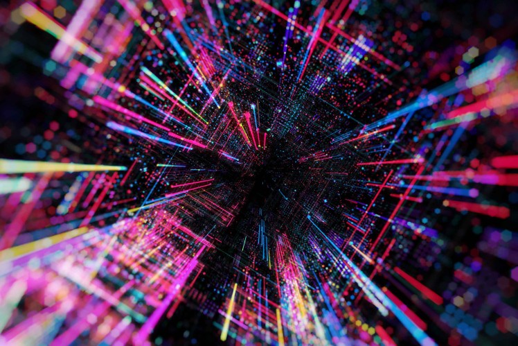 Multicoloured lines on black background