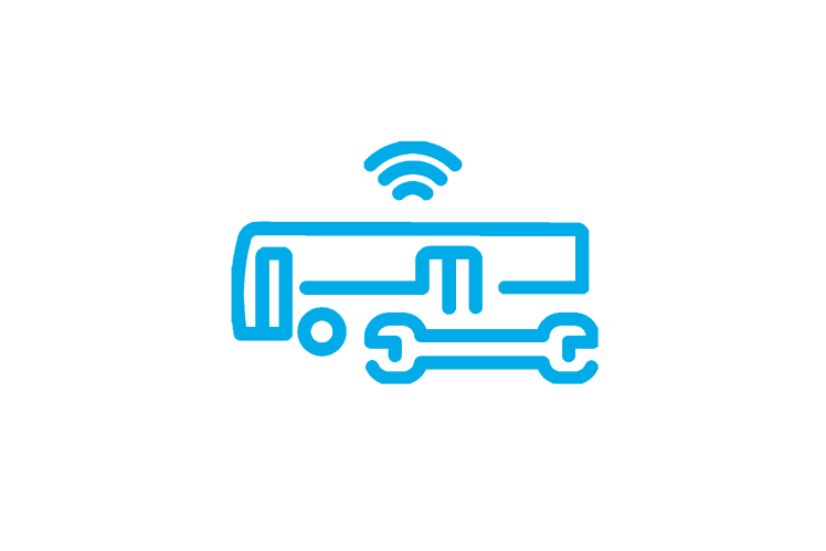 Icono: autobús con Wi-Fi y llave inglesa
