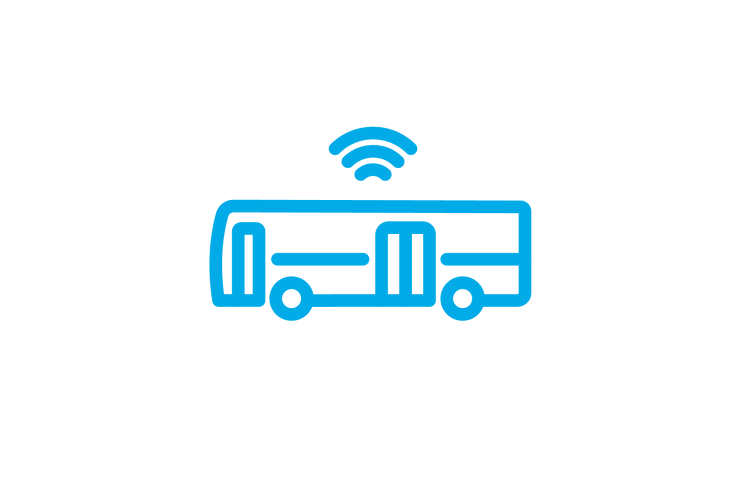 Icono: autobús con señal de Wi-Fi