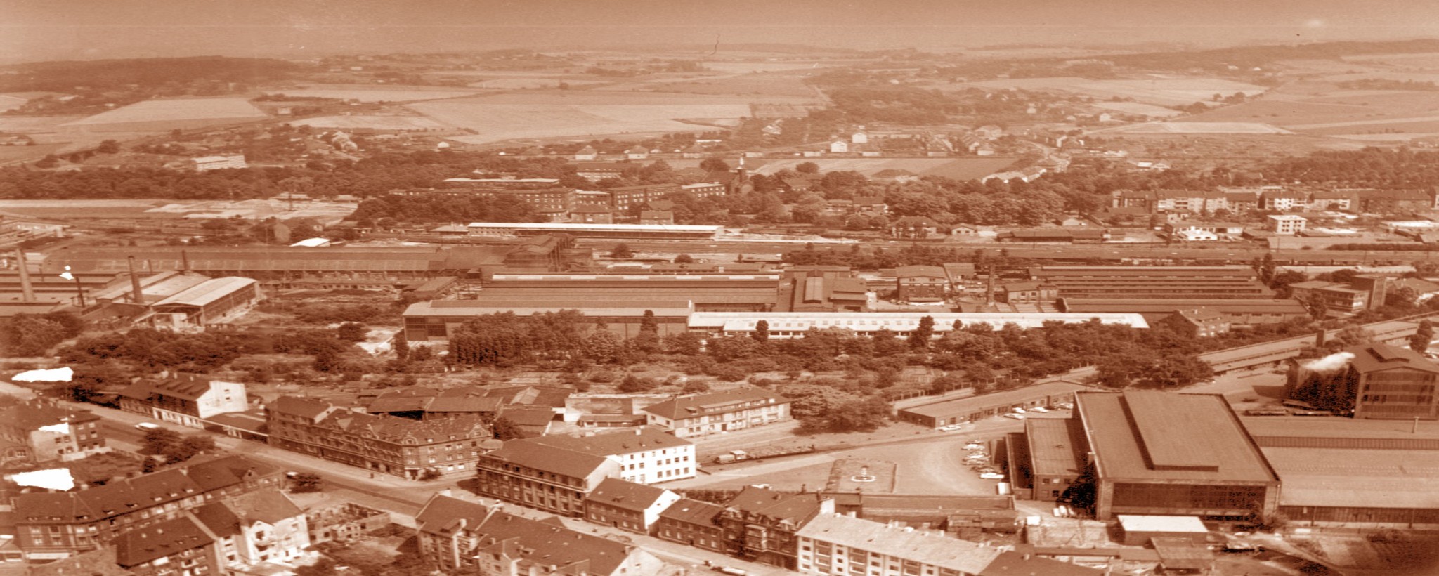 Aerial view of the factory site from 1958.