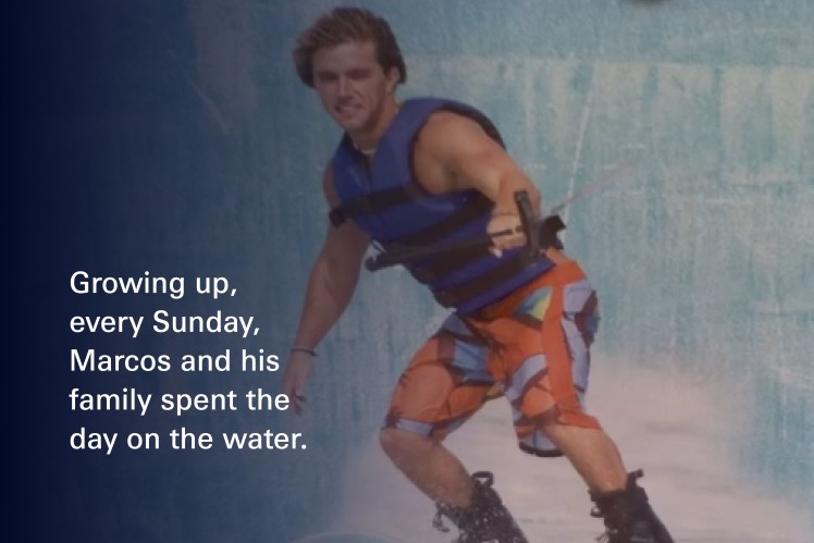 Marcos Moran wakeboarding young