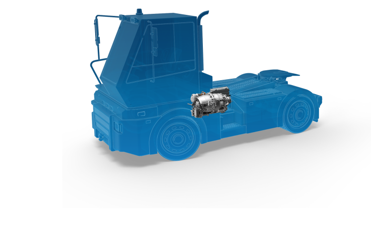 Silhouette of a terminal tractor with ZF components.