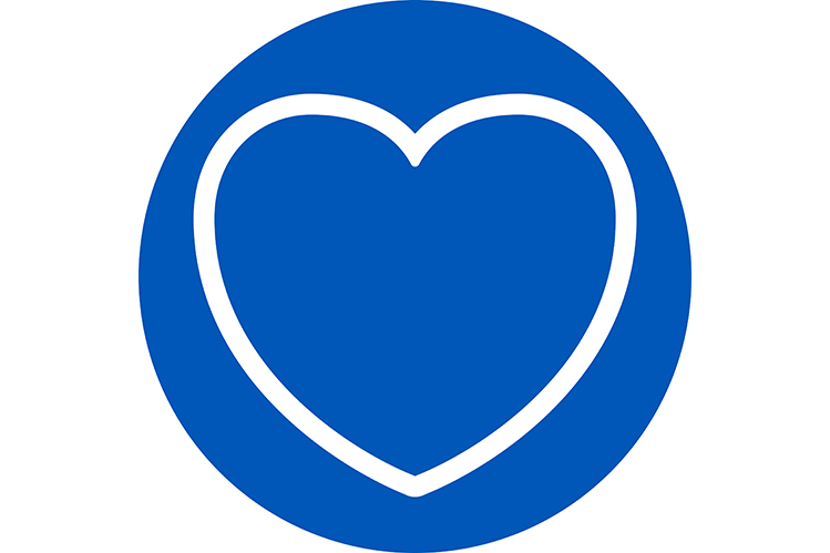Circular blue image of a heart