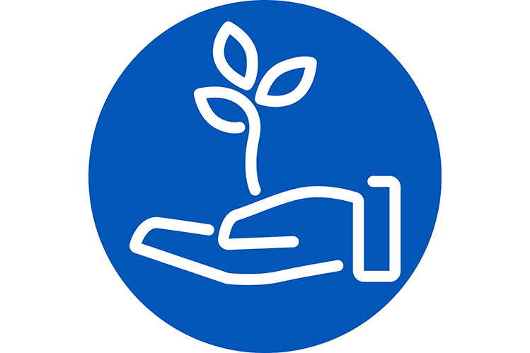 Circular blue image of sustainability