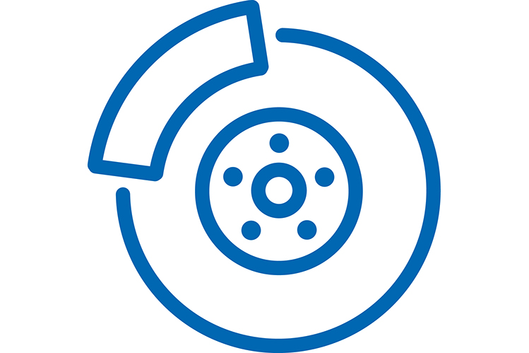 Blue wheel brake logo on white background