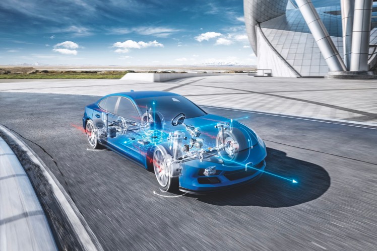 Blue digital image with chassis on show