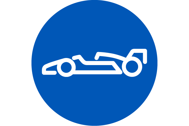 Motorsport icon on blue background