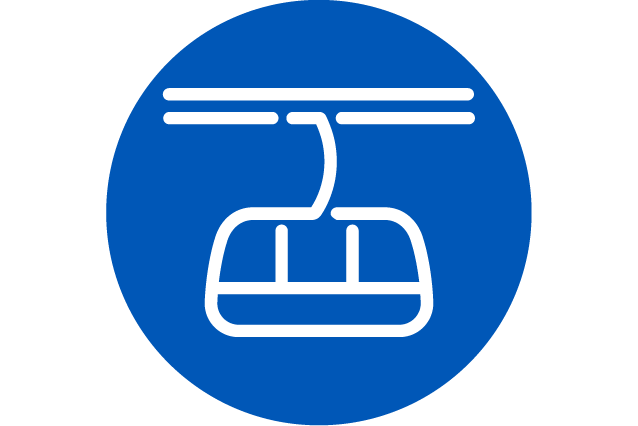 Cable car icon on blue background