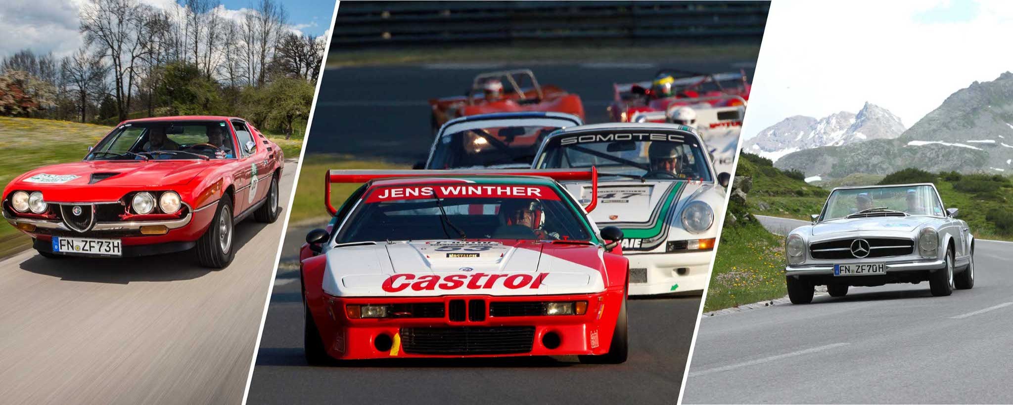 Vintage cars on race track