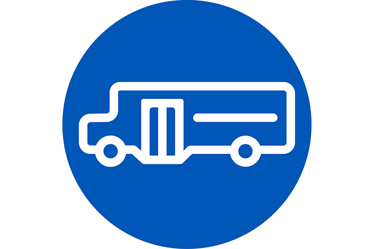 Bus icon on blue circle