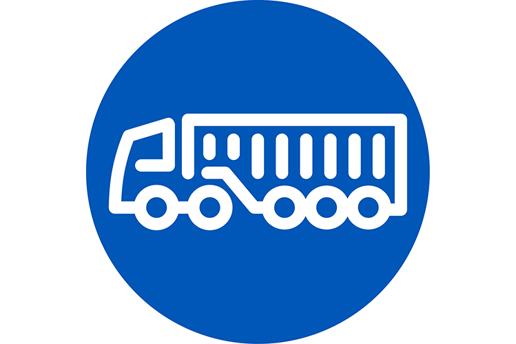Truck icon on blue circle