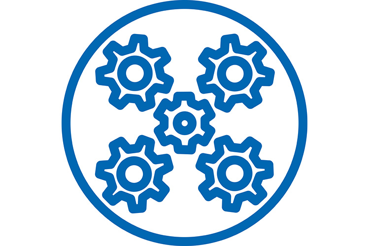 Blue transmission logo on white background
