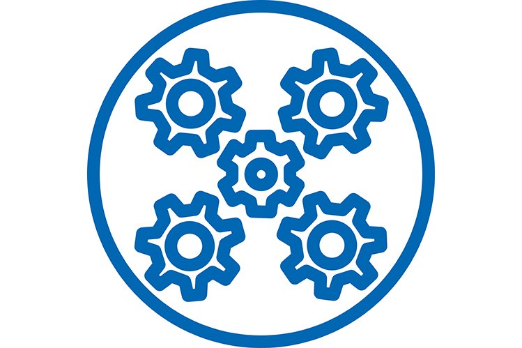 Blue transmission logo on white background