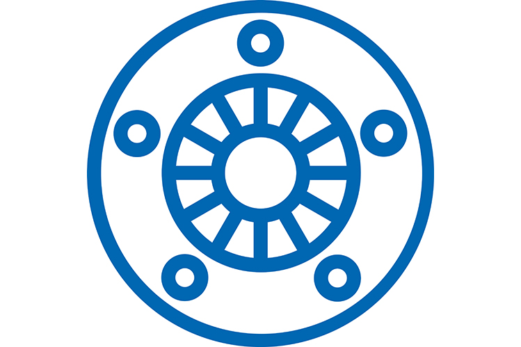 Blue clutch logo on white background