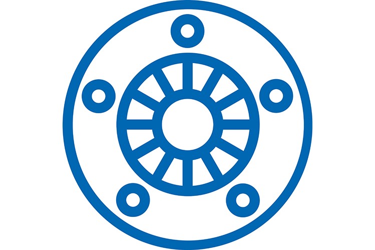 Blue clutch logo on white background