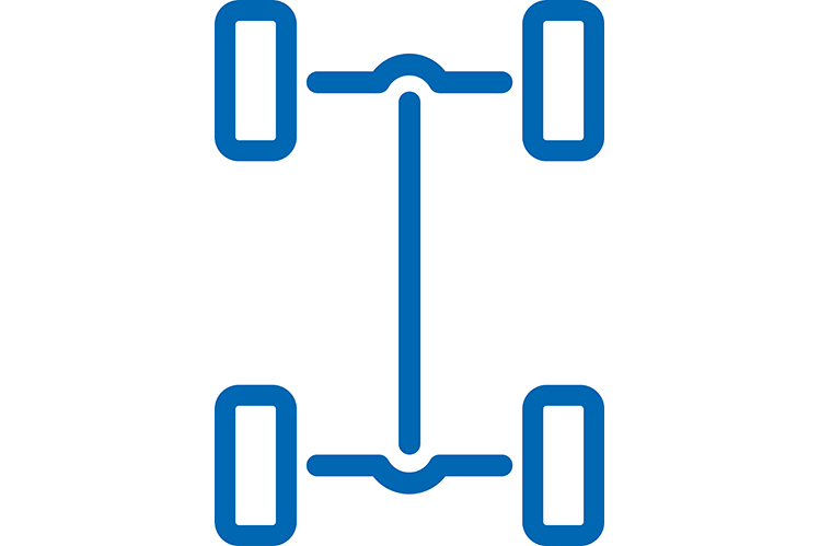 Blue chassis logo on white background