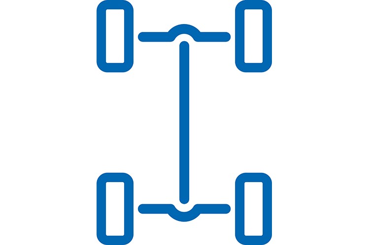 Blue chassis logo on white background