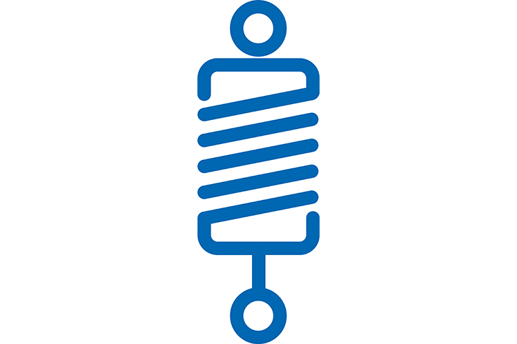 Blue damper logo on white background