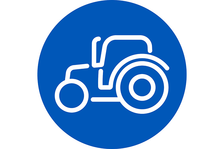 Tractor icon on blue circle