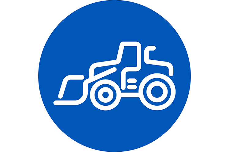 Construction icon on blue circle