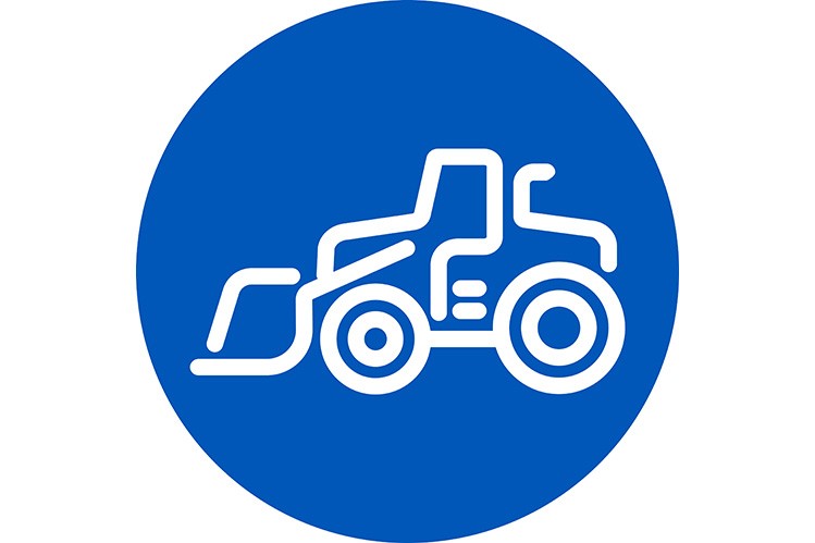 Construction icon on blue circle