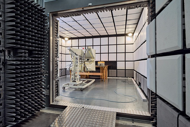 Electro Magnetic Compatibility (EMC) testing in a test chamber 